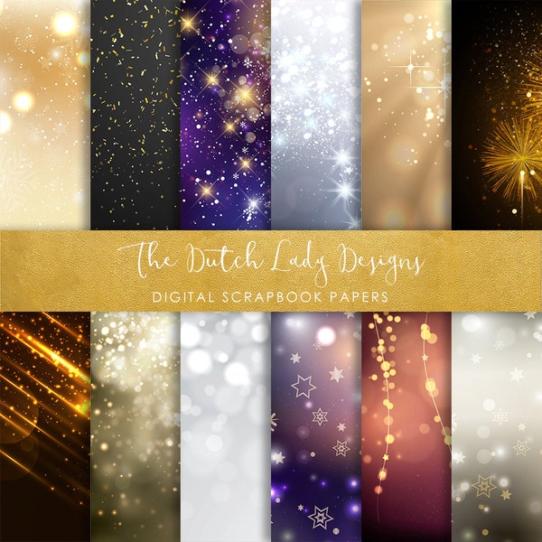 Digital Scrapbook Paper - New Years Bokeh Style - Fireworks - Holidays - Digital Backgrounds - 12 Papers in .JPEG File - INSTANT DOWNLOAD