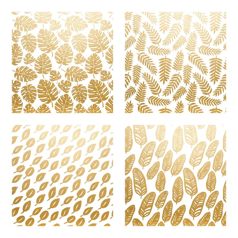 Digital Scrapbook Paper Green & Golden Plant and Leaf Etsy