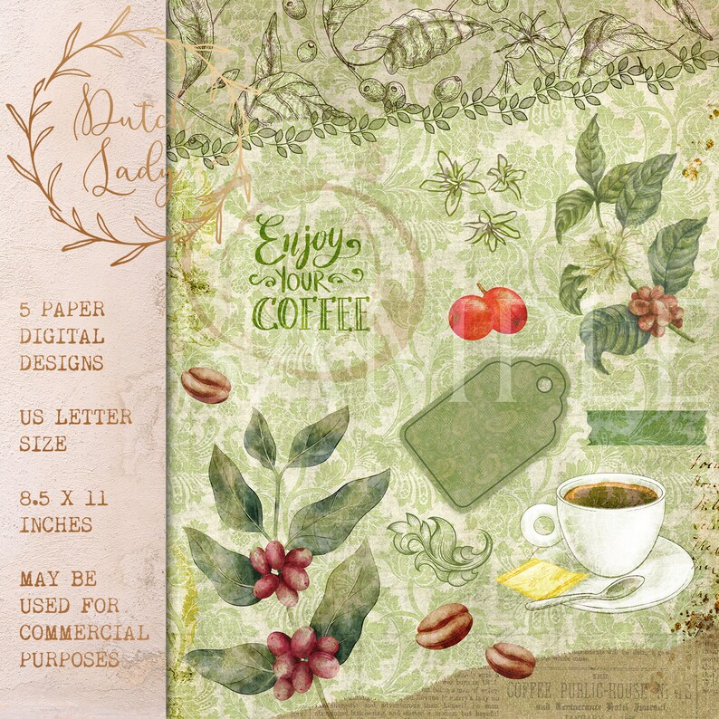 Digital Decoupage & Scrapbook Paper Set Printable Etsy