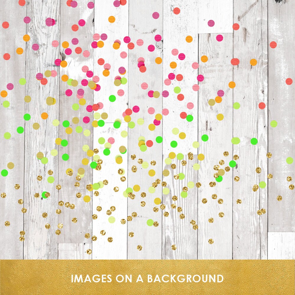 Confetti Overlay Clipart Set Gold Glitter & Color INSTANT Etsy