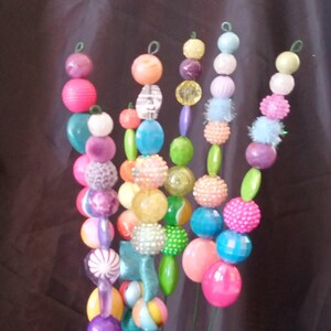 Pretty Pearls Beaded Garden Stake Indoor Plant Pick Houseplant Jewelry Fairy Garden
