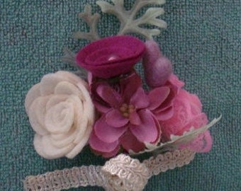 Valentine's Day Mini Artificial Floral Bouquet #5 Pick Spray Corsage Boutonniere