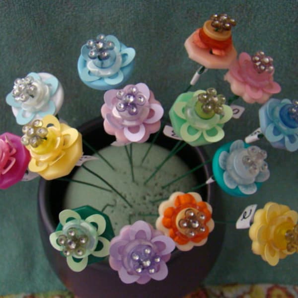 Tiny Crystal Flower Individual Button Flowers