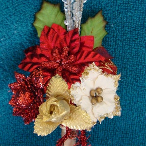 Christmas Holiday Mini Floral Pick Bouquet Corsage Boutonniere large red poinsettia