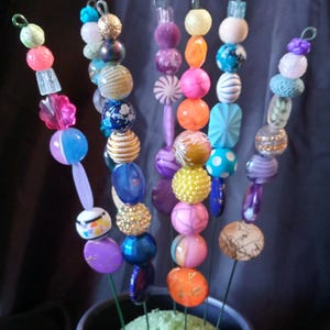 Paint Splatter Beaded Garden Stake Indoor Plant Pick Houseplant Jewelry Fairy Garden