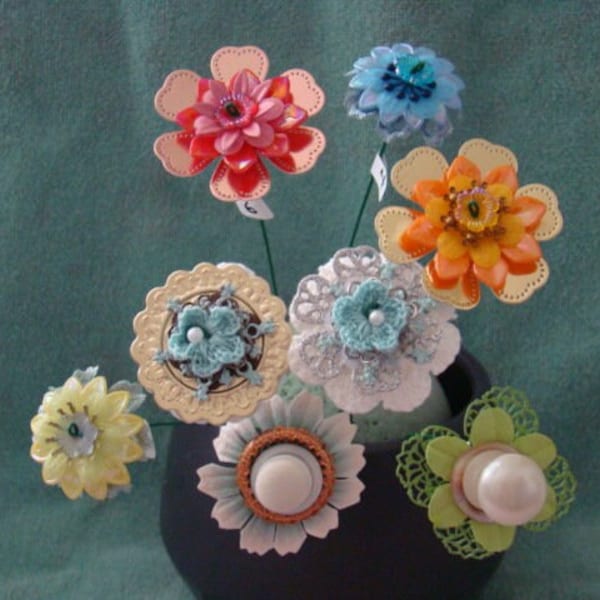 Large Fancy Individual Button Flowers - different colors & types - you choose!