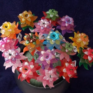 Small-Medium 6-layer Lily Fairy Garden Flowers Beaded on Wire Stem