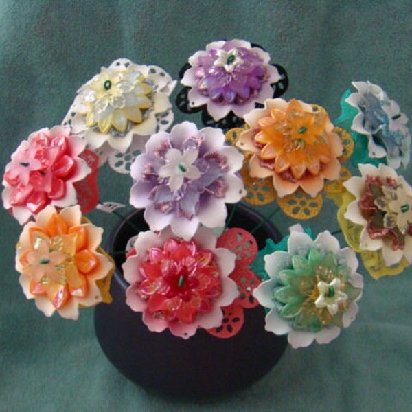 Giant Fancy Individual Button Flowers - different colors & types - you choose!