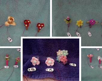 Colorful Tiny Miniature Cradle Bouquet Tussie Mussie Flowers in Lily tube with pin