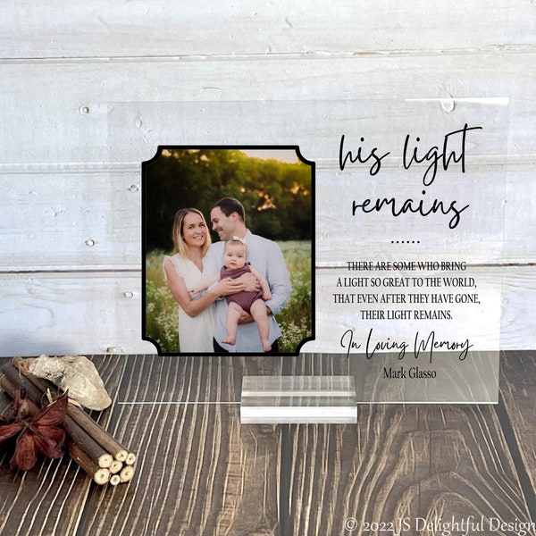 His Light Remains, Memorial Sign, Sympathy Gift, Loss of Loved One, Lighted Memorial Sign, Funeral Sign, Remembrance Candle,Wedding Memorial