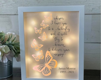 Whisper I Love You To A Butterfly, Sympathy Gift, Memorial Shadowbox, Memorial Frame, Memorial Gift, Butterfly, Bereavement Gift, Keepsake