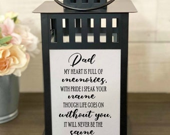 Personalized Memorial Lantern for Dad, Remembrance Gift