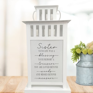 Sister Your Life Was A Blessing, Loss Of Sister, Loss Of Sibling, Memorial Lantern, Sister Memorial, Remembrance, Keepsake, Bereavement Gift