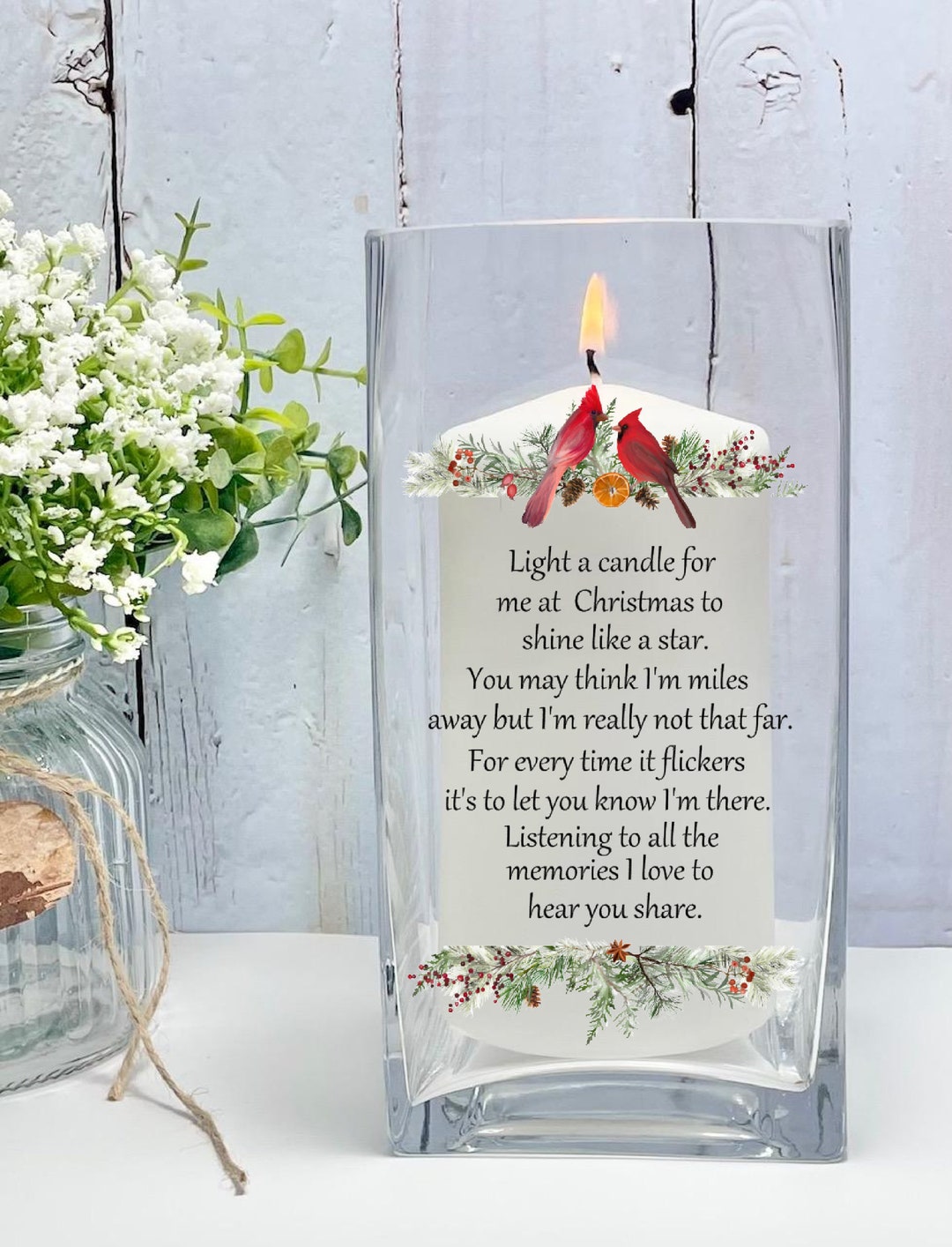 Light A Candle for Me at Christmas, Memorial Candle, Sympathy Christmas