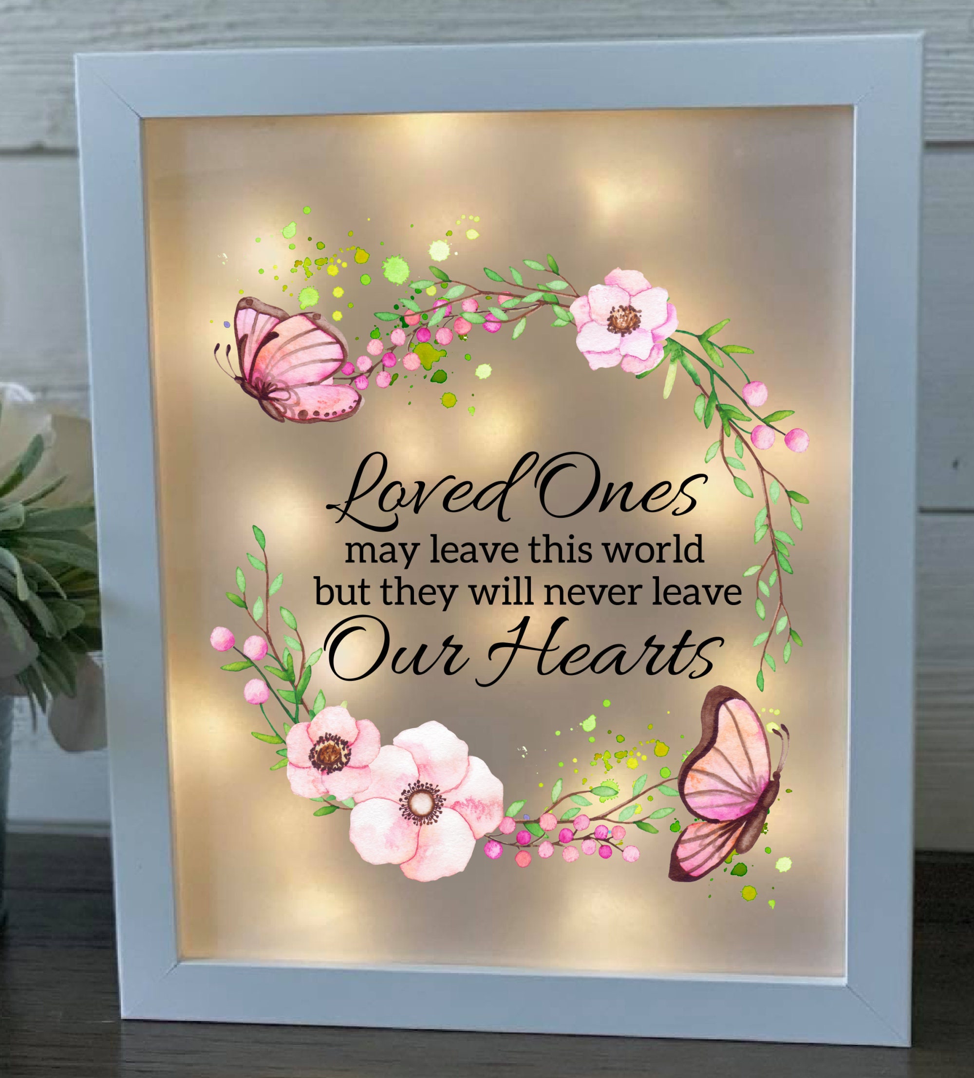Shadow Box Grief Personalized Memorial Shadow Box, Bereavement Gift, LED Remembrance ...