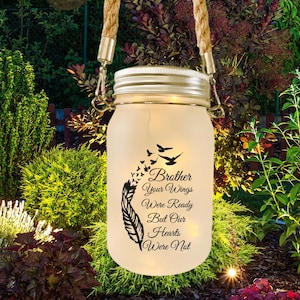 Solar Memorial Jar, Brother Loss, Grave Decoration, Sympathy Gift