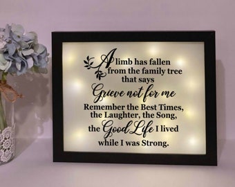 Limb Has Fallen From Our Family Tree, Sympathy Gift, Memorial Frame, Loss Of Loved One, Bereavement Gift, Memorial Gift, Keepsake