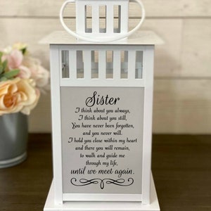 Loss of Sister, Loss of Sibling, Until We Meet Again, Memorial Lantern, Sister Memorial, Remembrance, Keepsake, Bereavement Gift,