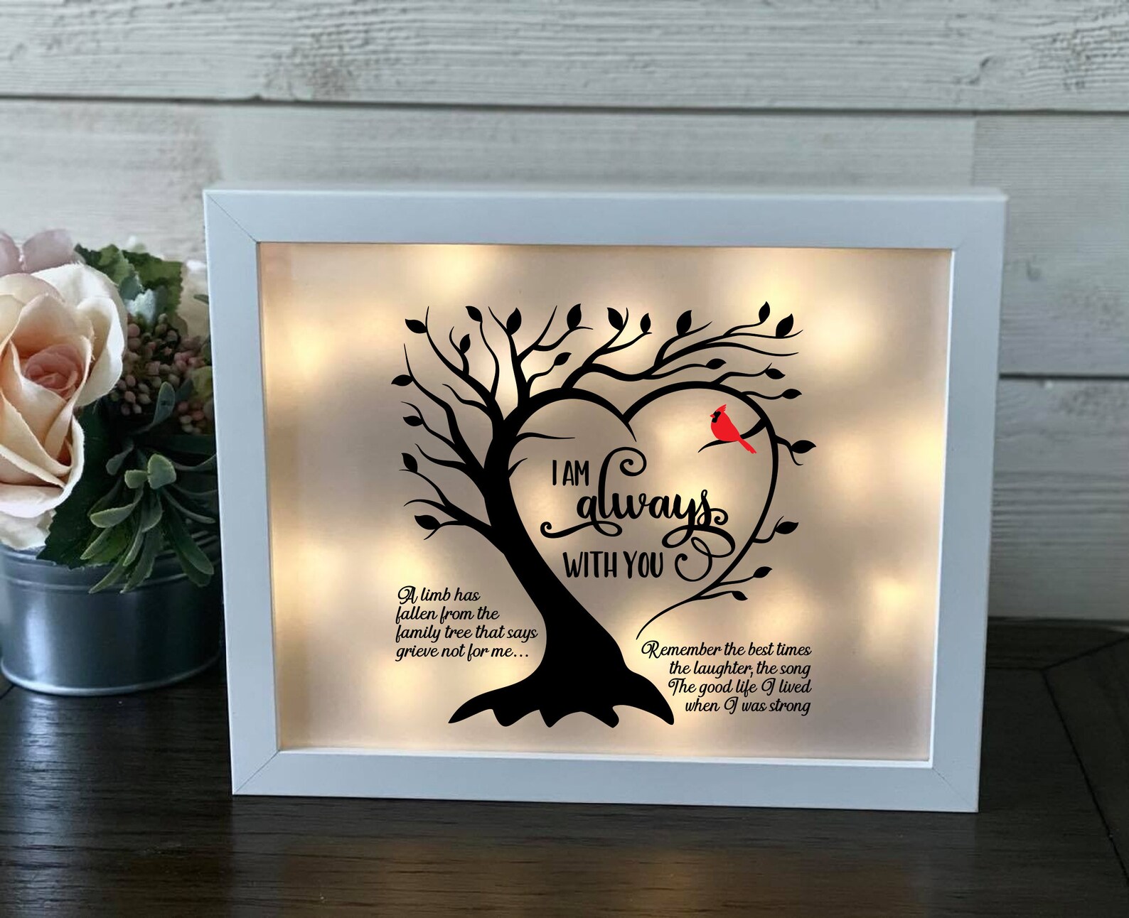 Commemorable Shadow Box Memorial Shadow Box With LED Lights, Cardinal Remembrance, Sympathy ...