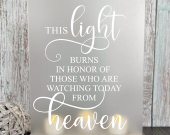 Personalized Wedding Memorial Sign, This Light Burns, Remembrance Table Decor