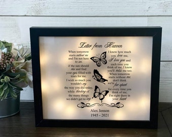 Letters From Heaven, When Tomorrow Starts Without Me, Sympathy Gift, Butterfly Shadowbox, Memorial Frame, Bereavement Gift, Memorial Gift