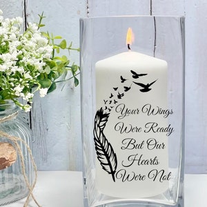 Your Wings Were Ready, Memorial Candle, Remembrance Gift, Memorial Vase, Prayer Candle, Memory Candle, Memory Candle Celebration Of Life