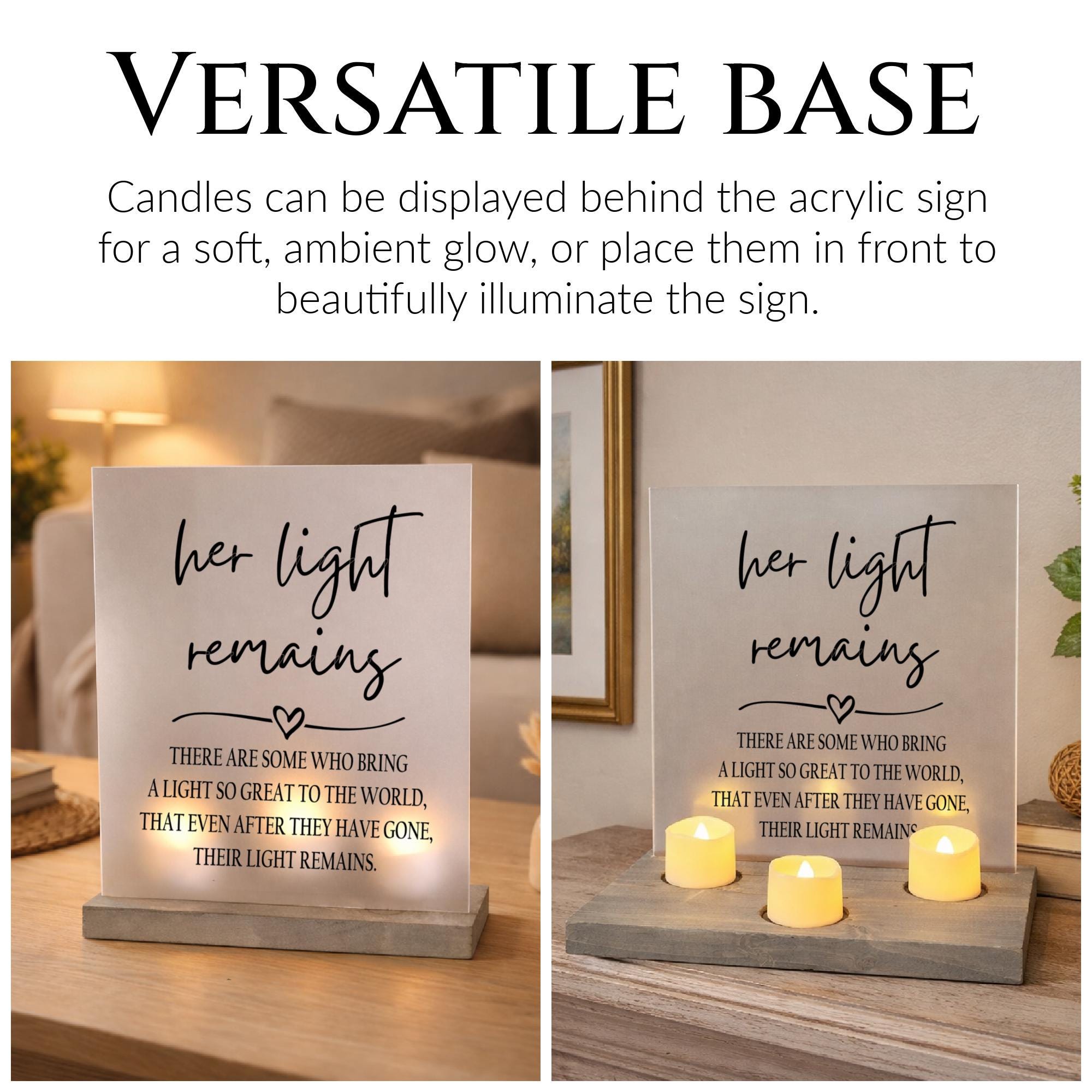 Memorial Sign, Her Light Remains, Remembrance Candle, Sympathy