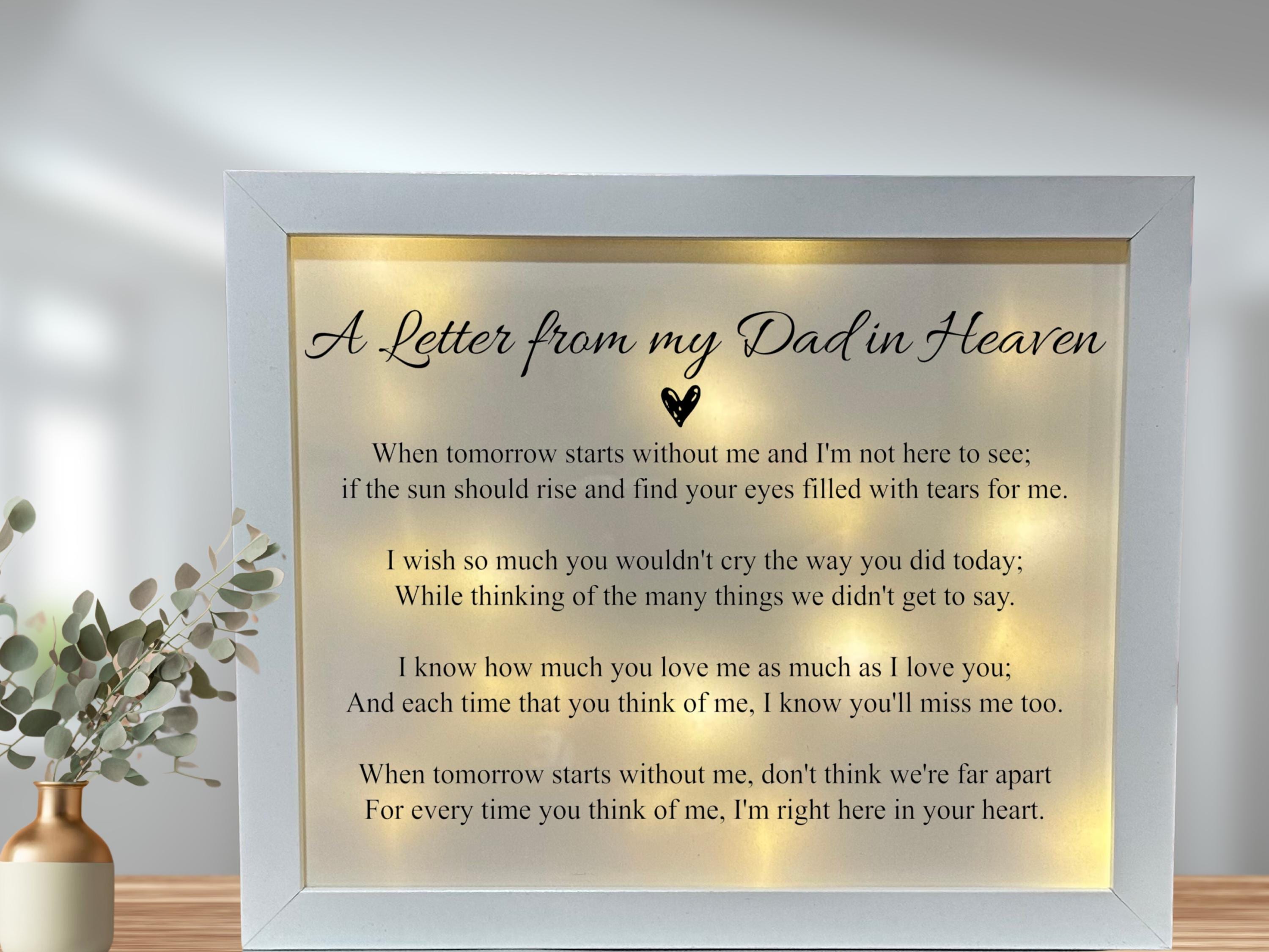 A Letter From My Dad In Heaven Frame, Loss Of Parent, Loss Of Parent, Sympathy Gift, Memorial Frame, Bereavement Gift, Loss Of Father