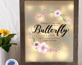 Butterfly Memorial Lighted Wall Art, Sympathy Gift, Bereavement Gift