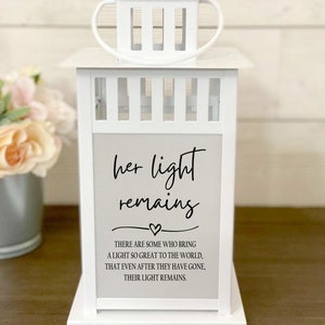 Her Light Remains Memorial Lantern, Remembrance, Sympathy Gift, Photo Lantern