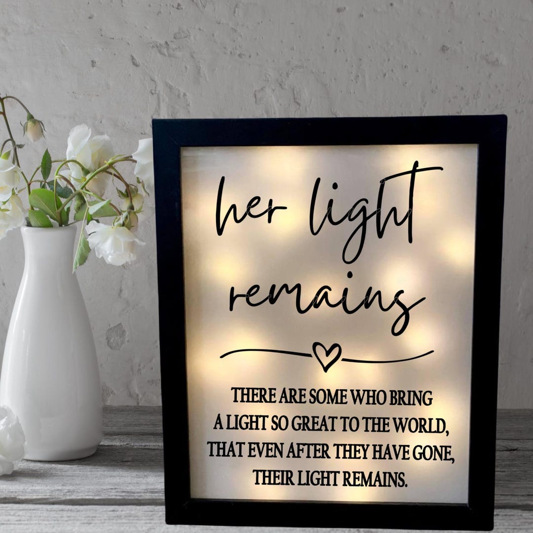 Her Light Remains Memorial Shadow Box, Sympathy Gift, Remembrance