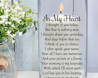 Sympathy Gift, In My Heart, Memorial Candle, Memorial Vase, Remembrance Candle, Funeral Gift, Loss of Loved One, Bereavement Gift, Memorial