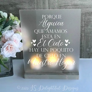 Porque Alguien Que Amamos Esta En El Cielo, Spanish Sympathy, Remembrance, Keepsake, Bereavement Gift,