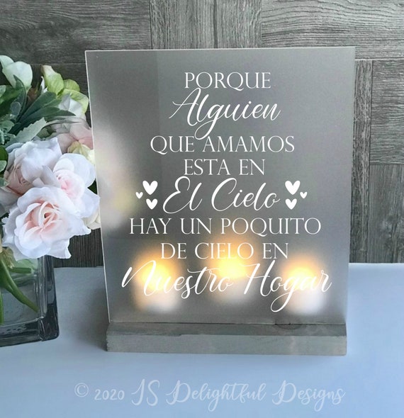 Porque Alguien Que Amamos Esta En El Cielo Spanish Sympathy Etsy