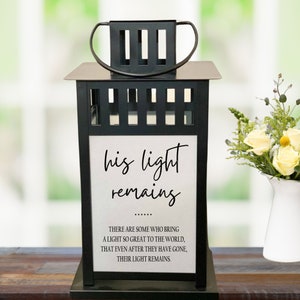 His Light Remains, Memorial Lantern, Sympathy Gift, Memorial Candle, Photo Lantern, Remembrance, Keepsake, Bereavement, Celebration Of Life