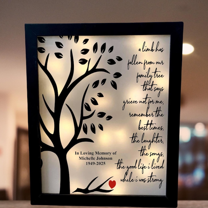 A Limb Has Fallen Sympathy Gift, Memorial Frame, Loss Of Loved One, Bereavement Gift, Memorial Gift, Memorial Shadow Box, Bereavement Gift image 4