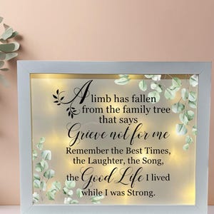 Memorial Shadow Box, Limb Has Fallen From Our Family Tree, Sympathy Gift, Memorial Frame, Loss Of Loved One, Bereavement Gift, Funeral Gift