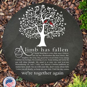A Limb Has Fallen Memorial Garden Stone, Sympathy Gift, Slate Grave Marker, Keepsake, Remembrance, Bereavement Gift, Celebration Of Life
