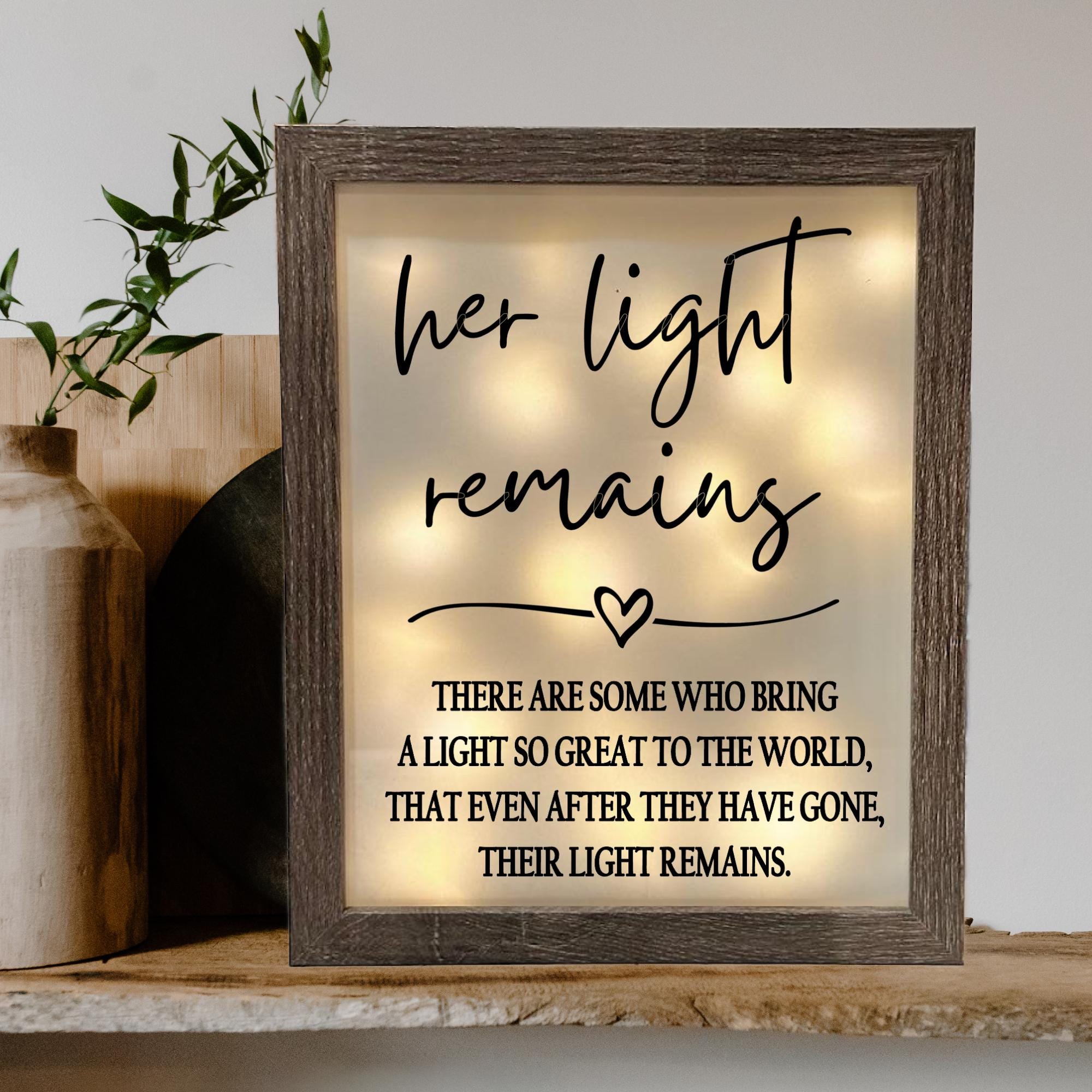 Memorial Shadow Box, Her Light Remains, Sympathy Gift - Etsy