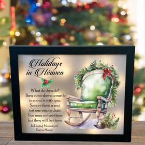 Holidays In Heaven, Holiday Sympathy Gift, Memorial Shadowbox, Christmas Memorial Frame, Memorial Gift, Bereavement Gift