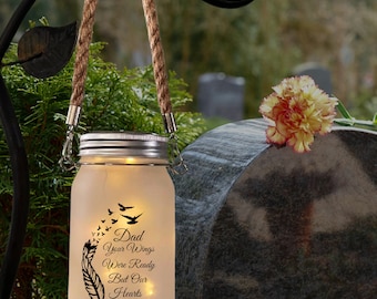 Dad Memorial Solar Light Jar, Sympathy Gift, Loss of Father, Grave Lantern
