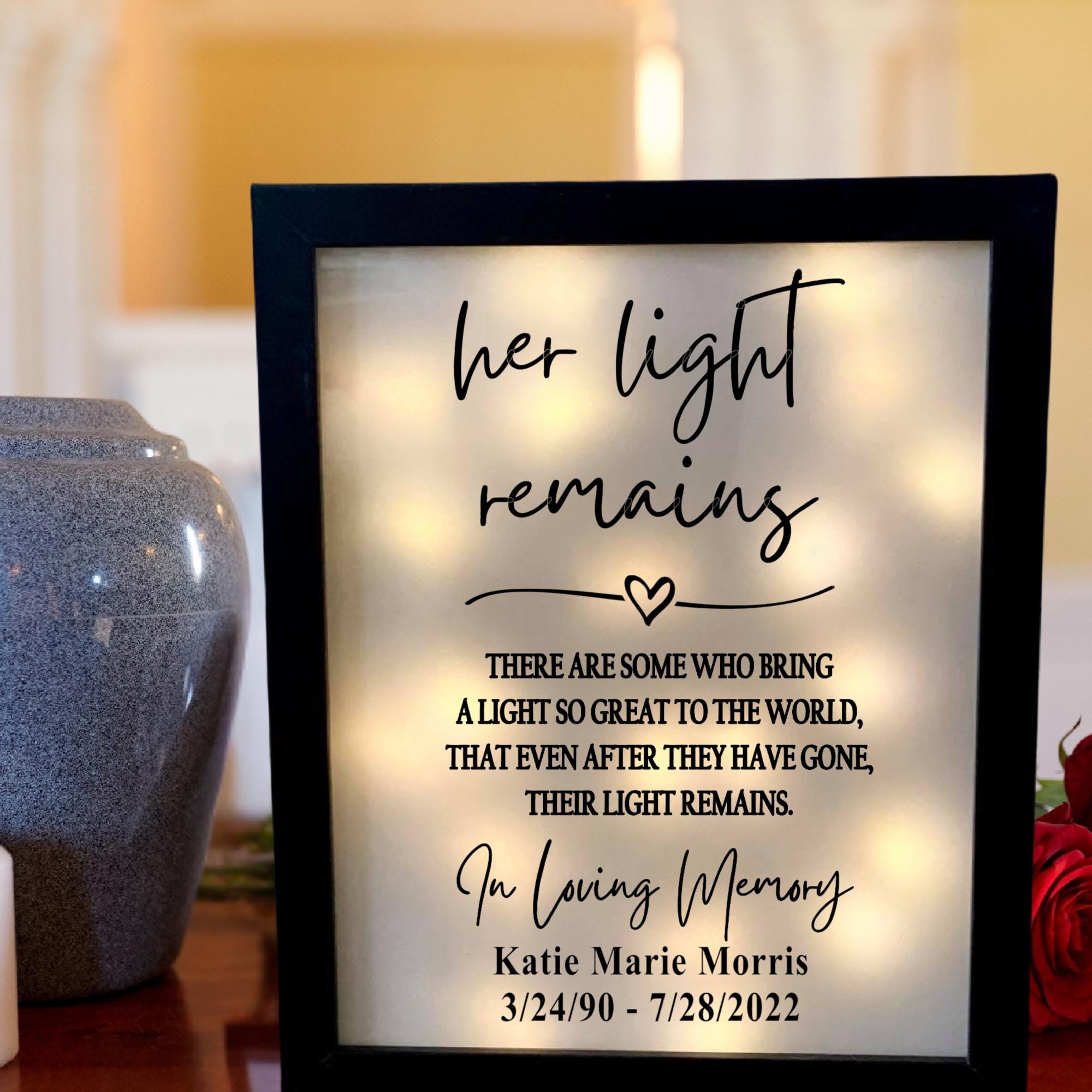 Her Light Remains Memorial Shadow Box, Sympathy Gift, Remembrance