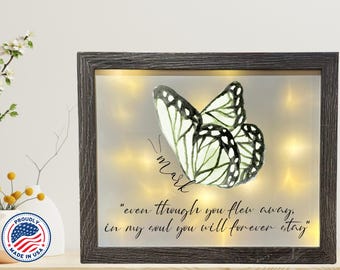 Personalized Butterfly Memorial Shadow Box, Sympathy Gift
