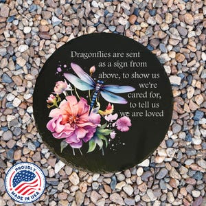 Dragonflies Memorial Garden Stone, Sympathy Gift, Memorial Garden, Slate Grave Marker, Loss Of Loved One, Celebration Of Life