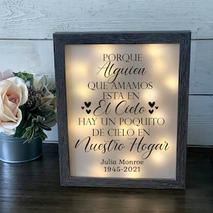 Porque Alguien Que Amamos Esta En El Cielo, Spanish Sympathy, Memorial Shadowbox, Regalo De Condolencias, Marco Conmemorativo
