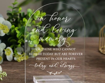 Frosted Acrylic Wedding Memorial Sign, In Loving Memory