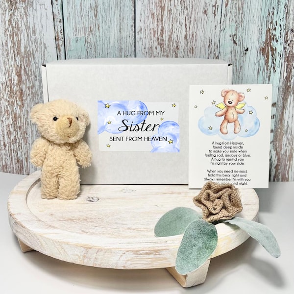 Hugs from Sister In Heaven, Memorial Bear, Pocket Hug, Loss of Parent, Memory Bear, Loss of Sister, Loss of Sibling, Kids Sympathy Gift