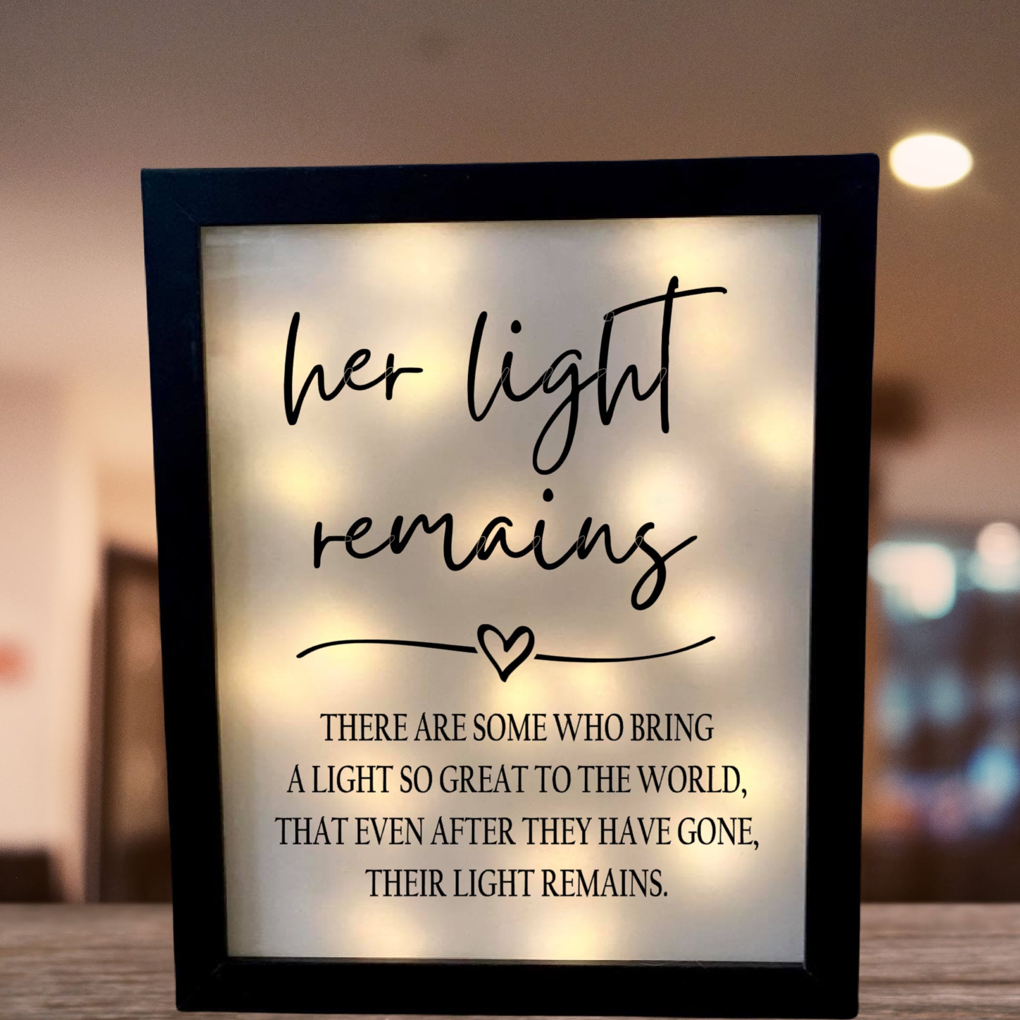Her Light Remains Memorial Shadow Box, Sympathy Gift, Remembrance