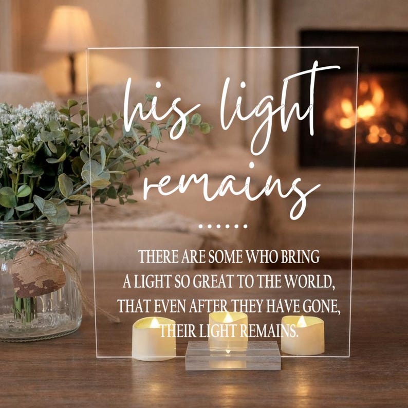Memorial Sign, His Light Remains, Remembrance Candle image 9