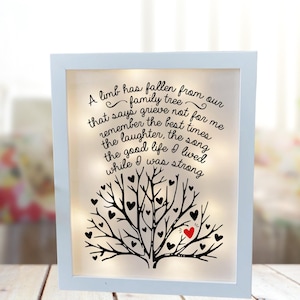 A Limb Has Fallen From Our Family Tree Memorial Shadow Box, Sympathy Gift, Memorial Frame,  Bereavement Gift, Memorial Gift, Memory Frame